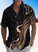 Alohadaddy® Casual Abstract Texture Art Print Chest Pocket Men Short Sleeve Shirt Big & Tall