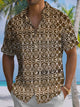 Alohadaddy® Vintage Geometric Art Print Chest Pocket Men's Short Sleeve Shirt Big & Tall