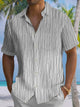 Alohadaddy® Casual Stripe Art Print Chest Pocket Men's Short Sleeve Shirt Big & Tall