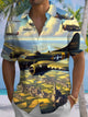 Alohadaddy® Casual Fighter Squad Print Art Pocket Elastic Men's Short Sleeve Shirt Big & Tall