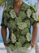 Alohadaddy® Hawaiian Palm Leaf Art Print Chest Pocket Men's Stretch Short Sleeve Shirt Big & Tall