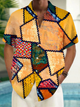 Alohadaddy® Vintage Geometric Art Print Chest Pocket Stretch Men's Short Sleeve Shirt Big & Tall