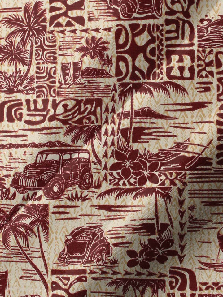 Alohadaddy® Vintage Tiki Car Print Art Pocket Stretch Men&