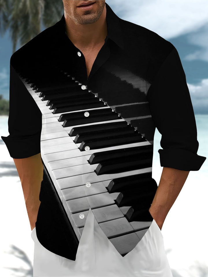 Alohadaddy® Casual Piano Art Print Pocket Stretch Men&