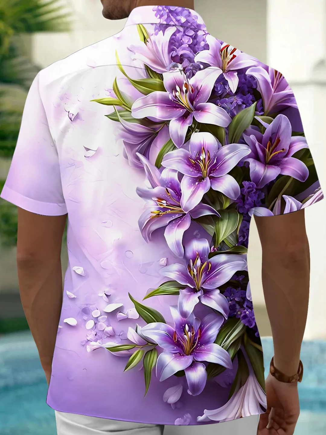 Alohadaddy® Hawaiian Flower Art Print Pocket Stretch Men&