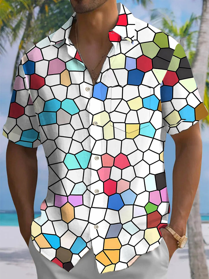 Alohadaddy® Casual Geometric Art Print Pocket Stretch Men&