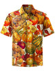 Alohadaddy® Vintage Fruit and Vegetable Printed Elastic Pocket Button Men's Short Sleeve Shirt Big & Tall