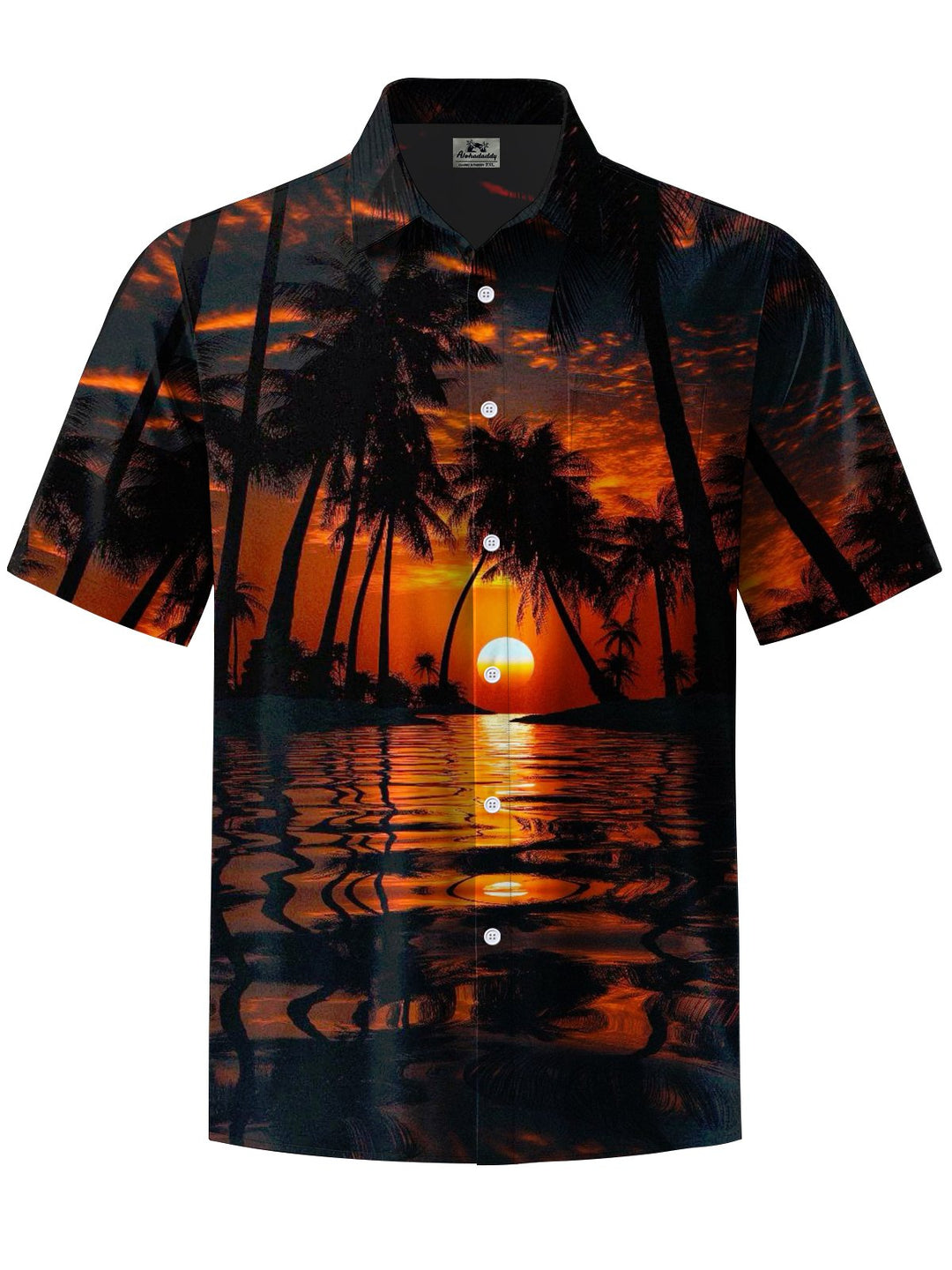 Alohadaddy® Hawaiian Palm Tree Print Button Pocket Stretch Men&