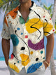 Alohadaddy® Retro Abstract Print Art Elastic Pocket Button Men's Short Sleeve Shirt Big & Tall