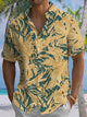 Alohadaddy® Men's Casual Leaf Silhouette Printed Pockets Elastic Button Short Sleeve Shirt Big & Tall