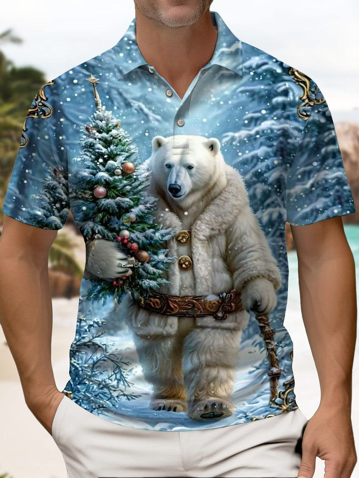 Alohadaddy® Christmas White Bear Print Elastic Button Men&