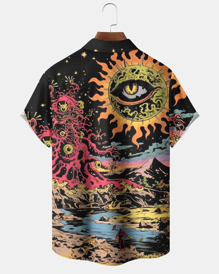 Alohadaddy® Retro Graffiti Print Sunglasses Pocket Button Men&