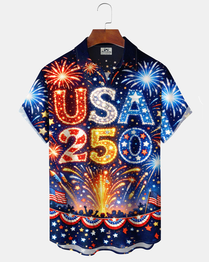 Alohadaddy® Holiday America 70th Anniversary Printed Pocket Button Men&