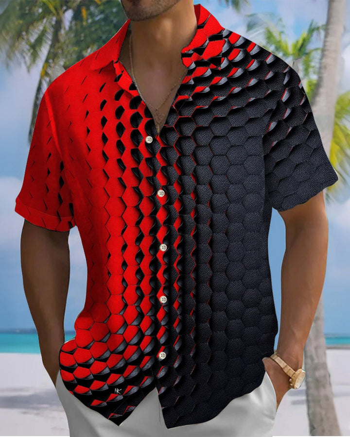 Alohadaddy® Casual Geometric Print Art Button Pocket Cardigan Men&