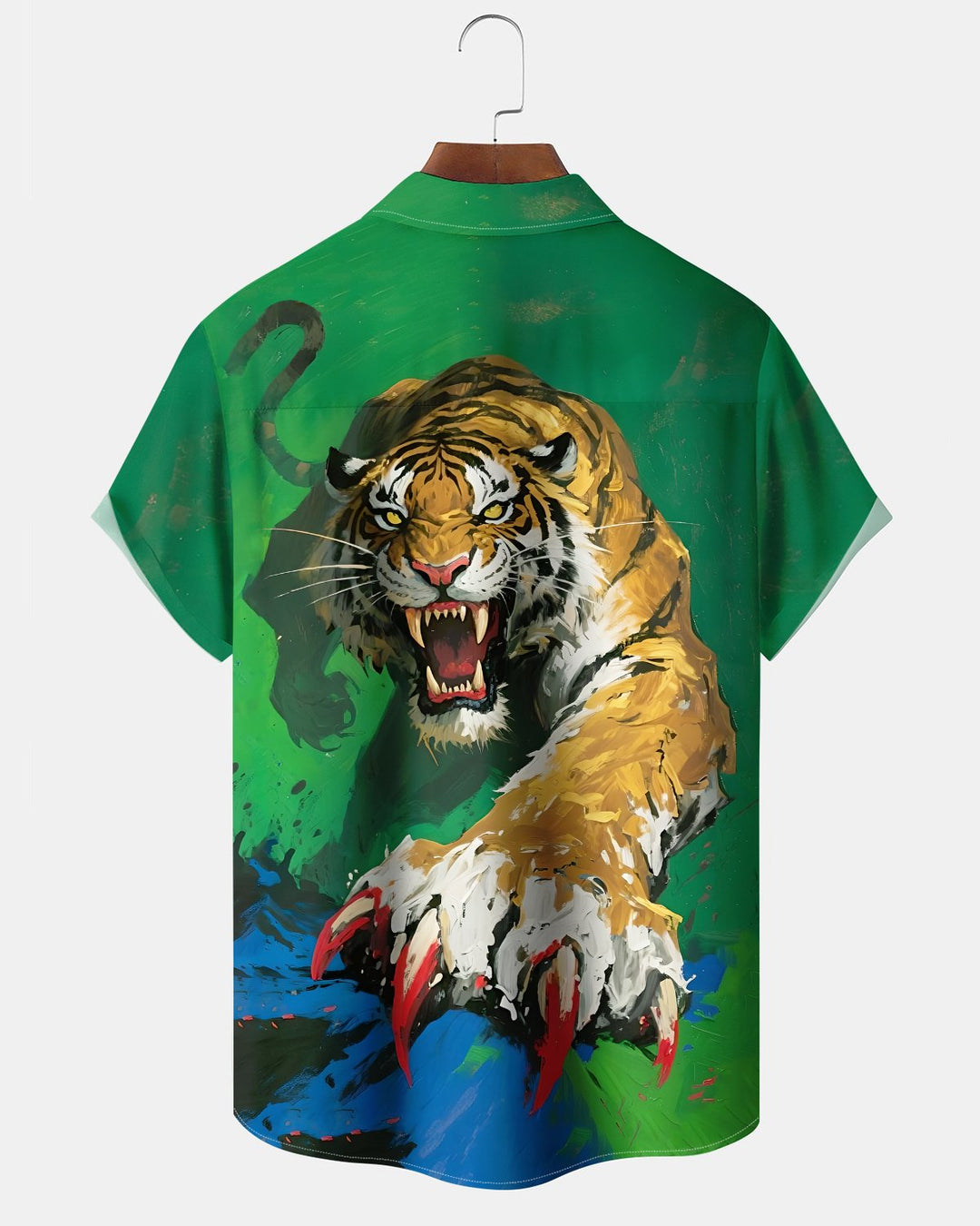 Alohadaddy® Casual Tiger Print Art Button Pocket Cardigan Men&