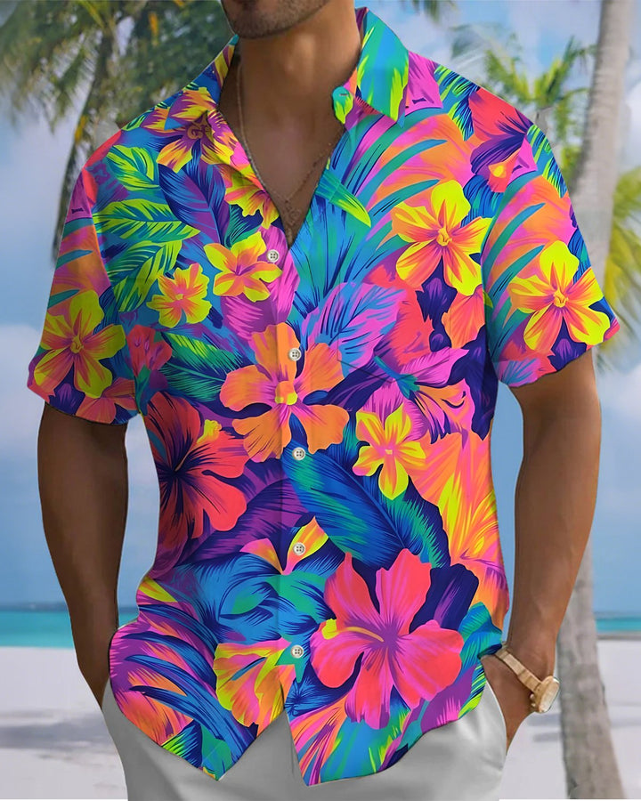 Alohadaddy® Hawaiian Floral Print Art Button Pocket Cardigan Men&