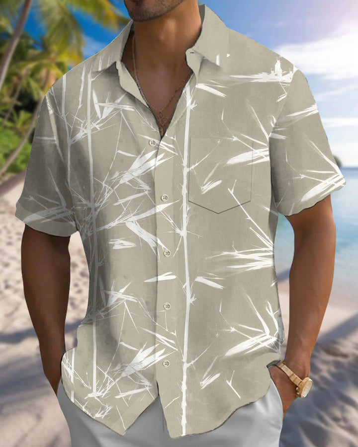 Alohadaddy® Casual Bamboo Print Artistic Button Pocket Cardigan Men&