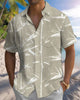 Alohadaddy® Casual Bamboo Print Artistic Button Pocket Cardigan Men's Short Sleeve Shirt Big & Tall