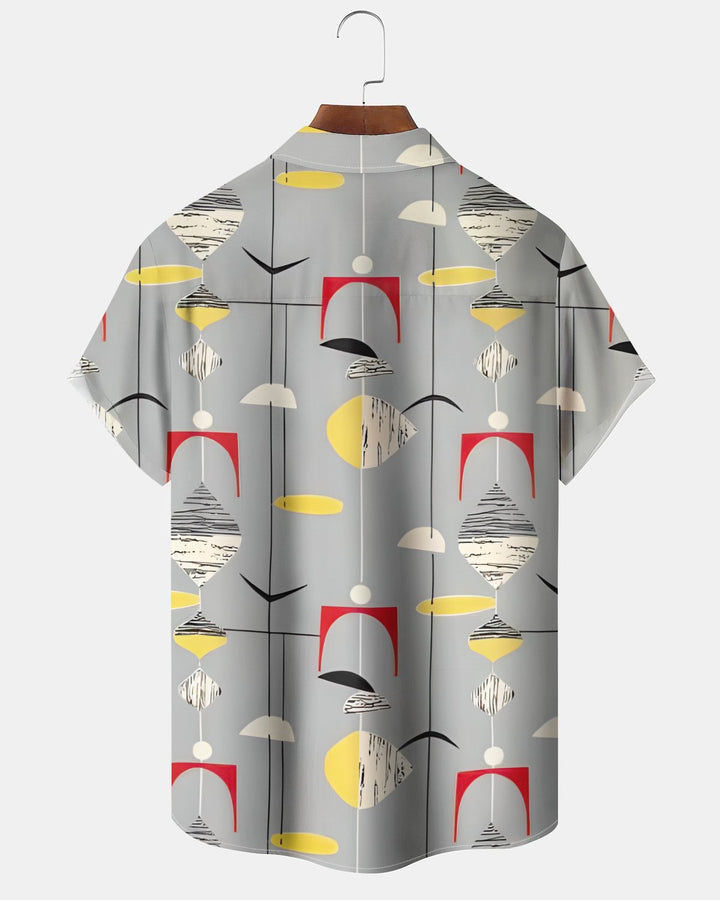 Alohadaddy® Casual Abstract Print Art Button Pocket Cardigan Men&