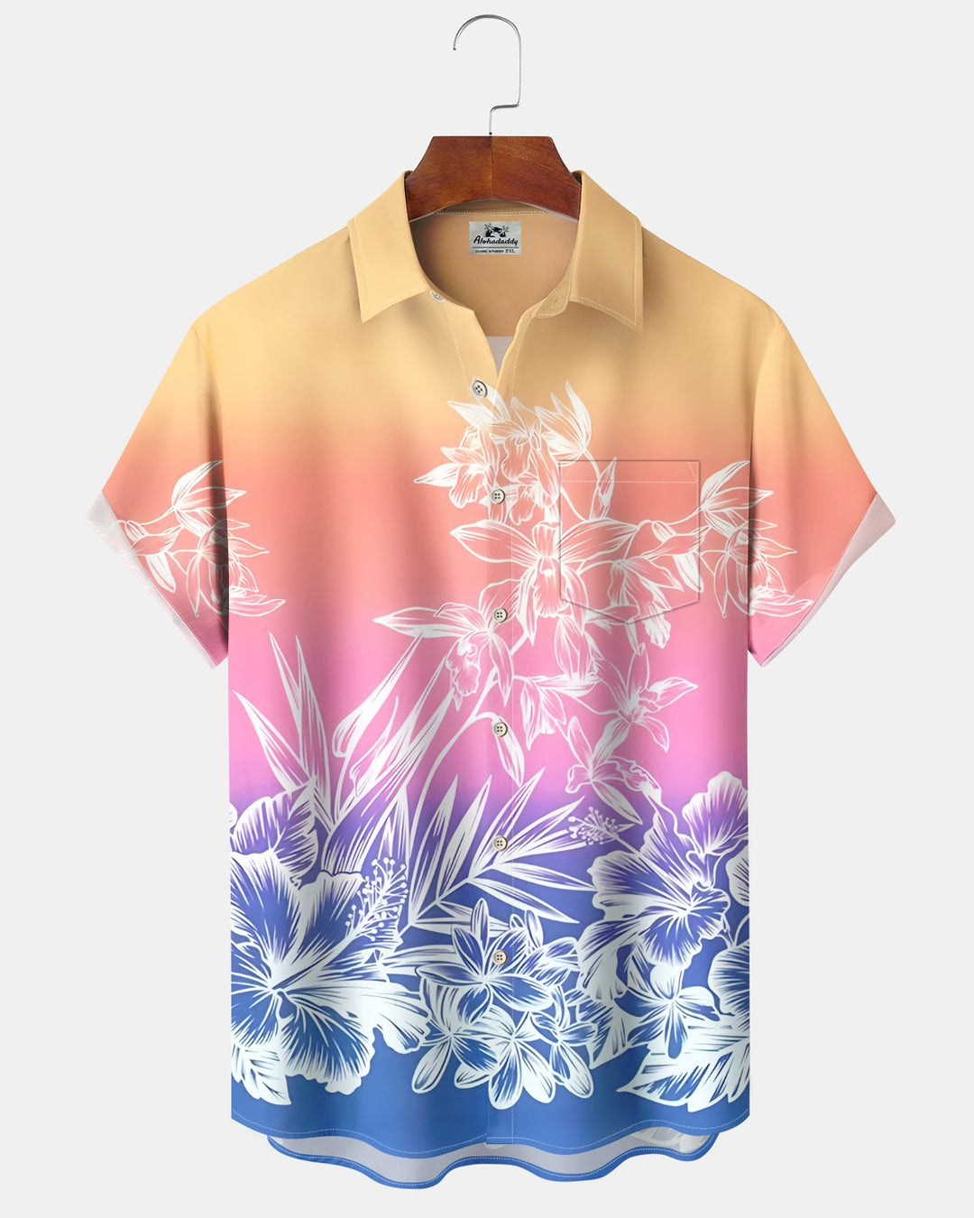 Alohadaddy® Hawaiian Floral Print Art Button Pocket Cardigan Men&