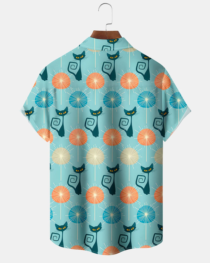 Alohadaddy® Casual Atomic Print Art Button Pocket Cardigan Men&