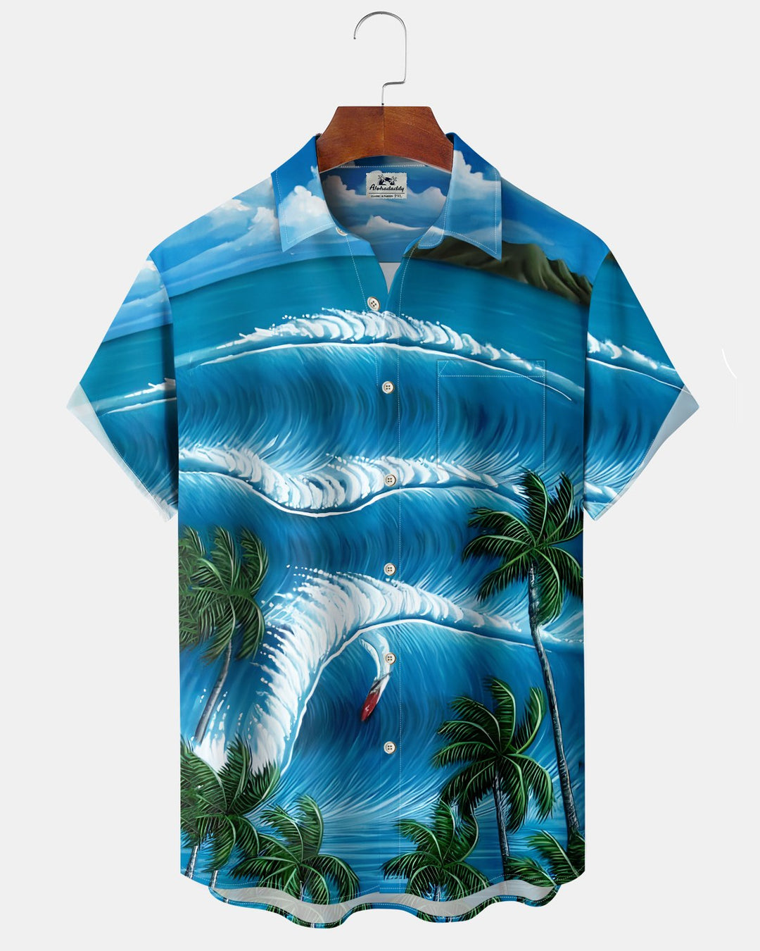 Alohadaddy® Hawaiian Palm Tree Print Art Button Pocket Cardigan Men&
