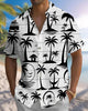 Alohadaddy® Hawaiian Palm Tree Print Art Button Pocket Cardigan Men's Short Sleeve Shirt