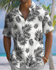 Alohadaddy® Hawaiian Palm Leaf Print Art Button Pocket Men's Short-Sleeve Shirt