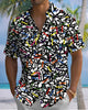 Alohadaddy® Vintage Abstract Art Print Art Button Pocket Cardigan Men's Short Sleeve Shirt