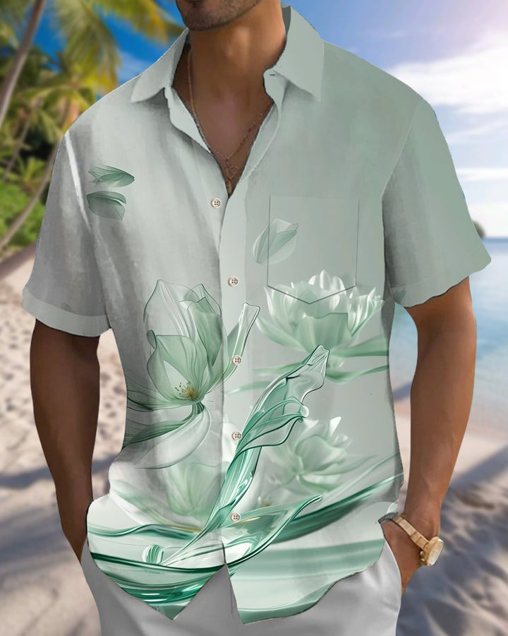 Alohadaddy® Casual Floral Print Art Button Pocket Cardigan Men&