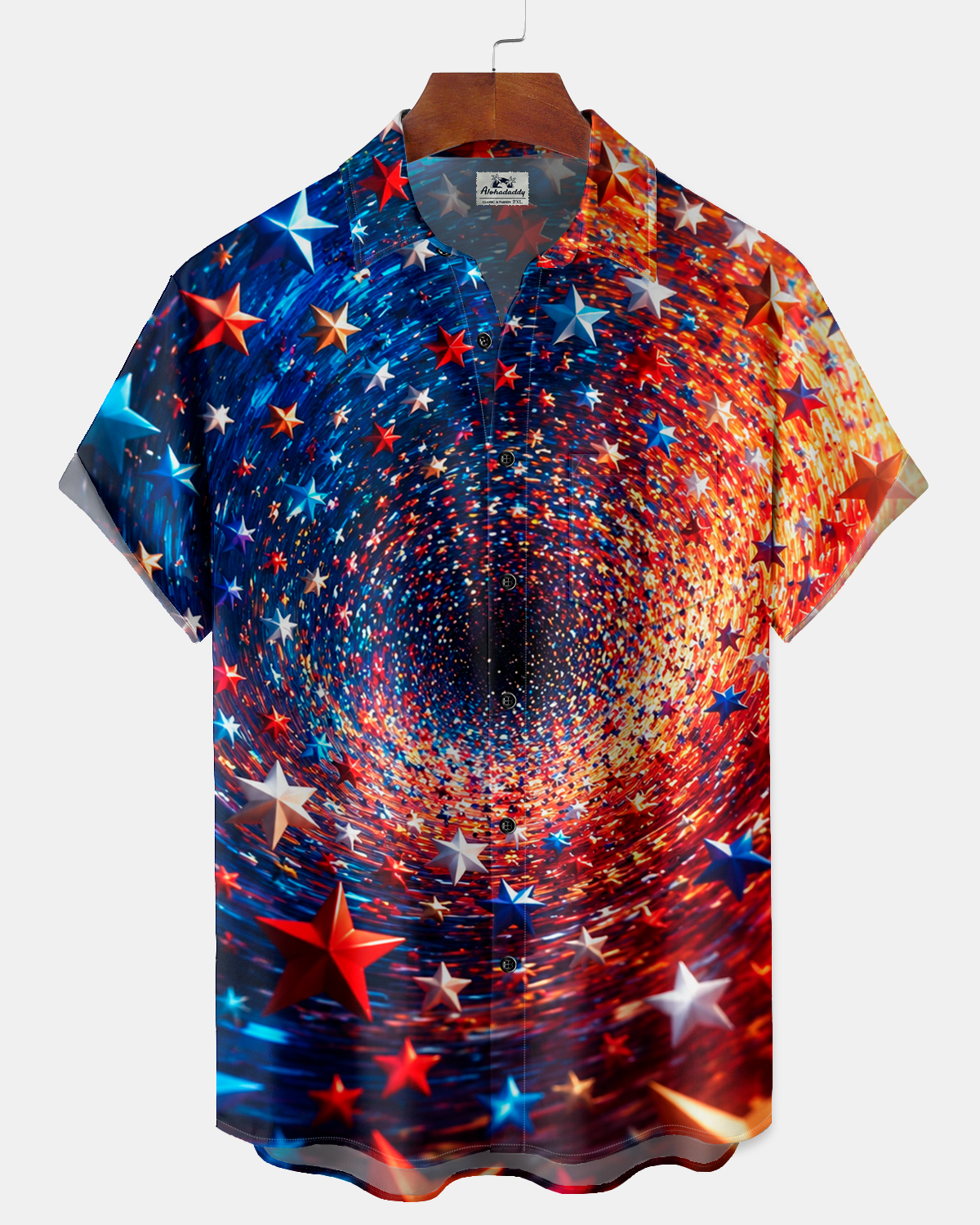 Alohadaddy® Vintage Abstract Art Print Art Button Pocket Cardigan Men's Short Sleeve Shirt