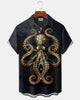 Alohadaddy® Hawaiian Octopus Print Art Button Pocket Cardigan Men's Short Sleeve Shirt