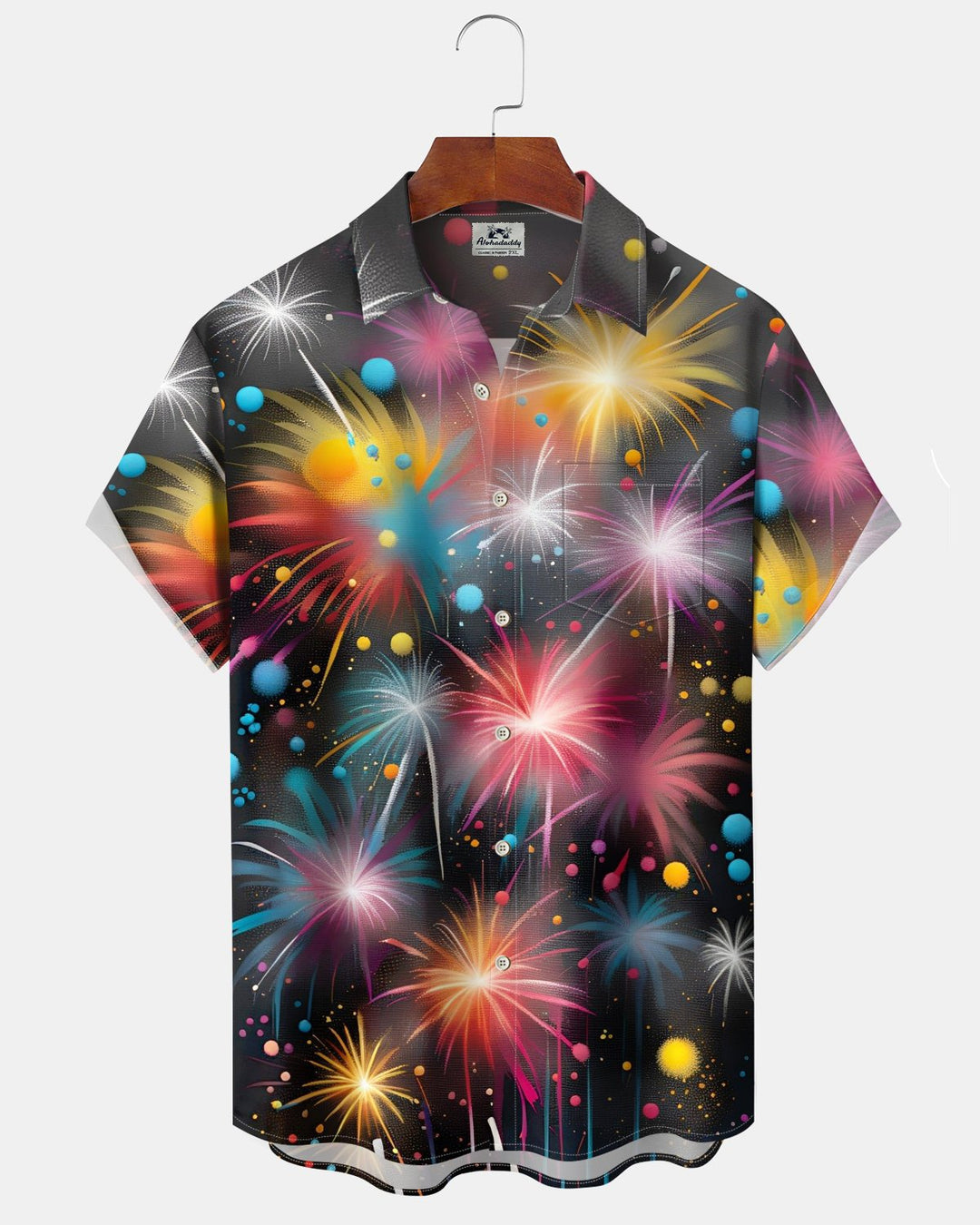 Alohadaddy® Vintage Fireworks Print Art Button Pocket Cardigan Men&