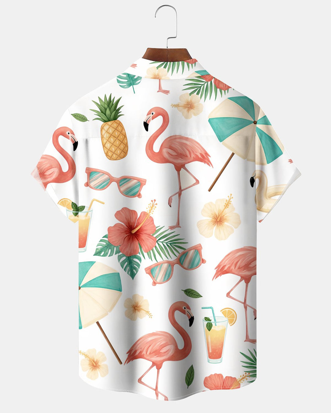 Alohadaddy® Hawaiian Flamingo Print Button-Down Shirt  Men&