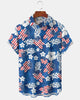 Alohadaddy® Men's Short-Sleeve Button-Down Shirt with Hawaiian Flag and Floral Print and Pocket