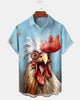 Alohadaddy® Casual Rooster Print Art Button Pocket Cardigan Men's Short Sleeve Shirt