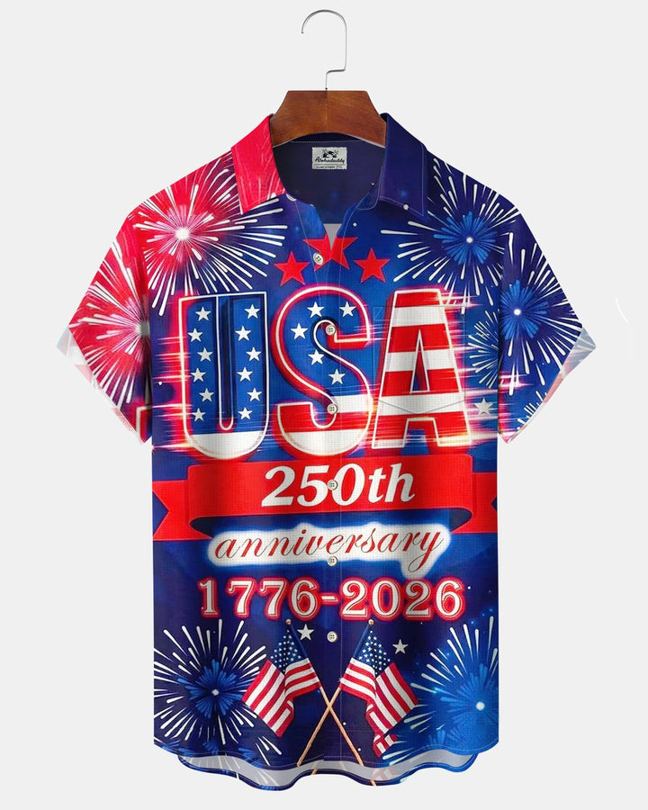 Alohadaddy® Holiday Independence Day Print Art Button Cardigan with Pockets Men&