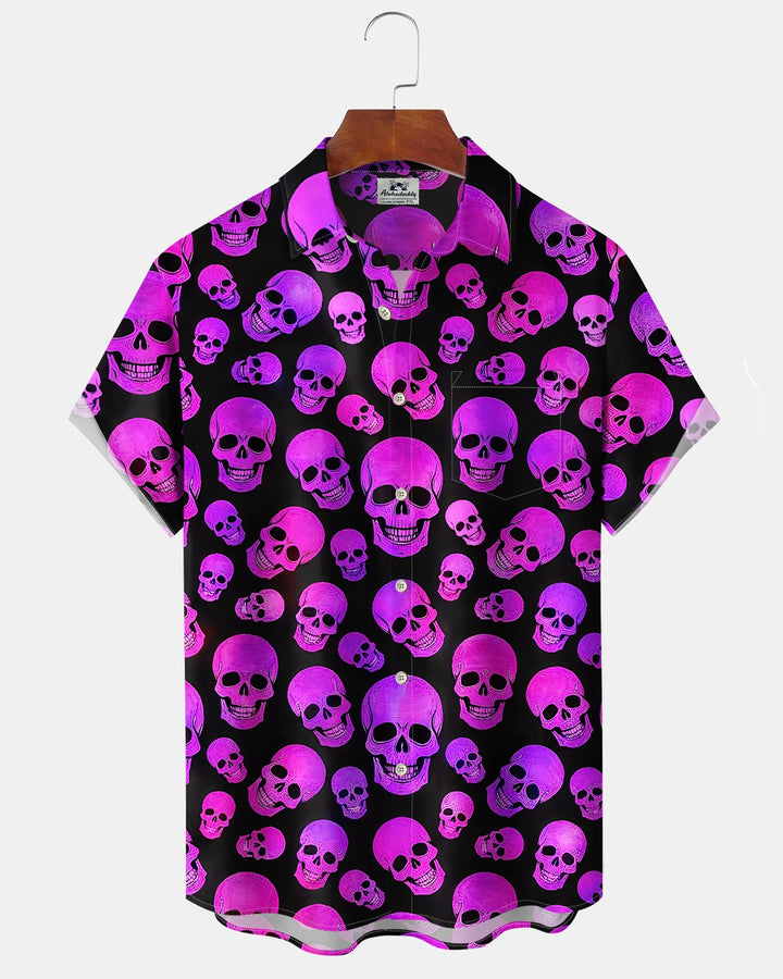 Alohadaddy® Holiday Halloween Graphic Print Button-Down Pocket Cardigan-Style Men&