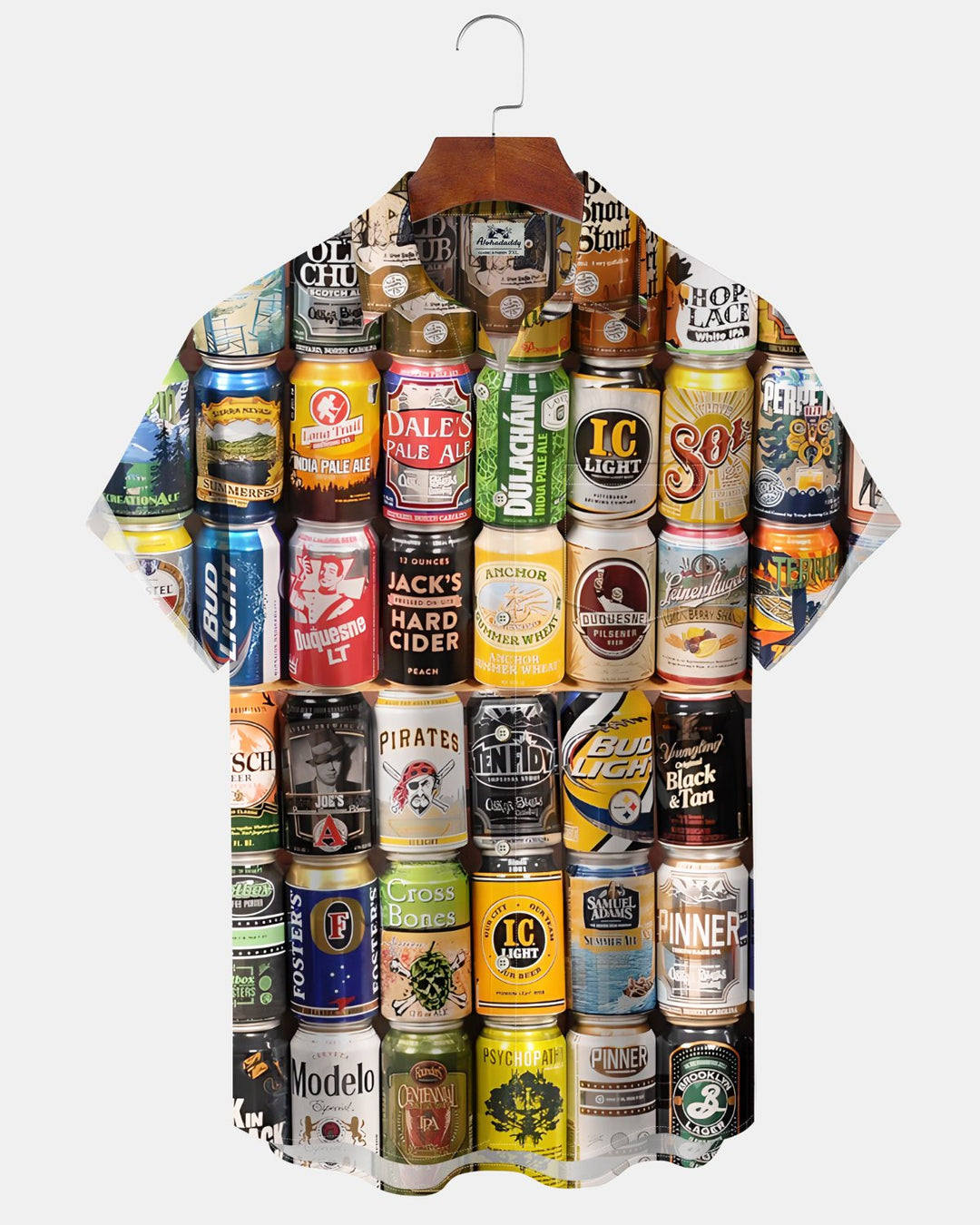 Alohadaddy® Holiday Beer Season Graphic Print Button-Down Pocket Cardigan-Style Men&