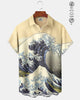 Alohadaddy® Men's Short-Sleeve Shirt  Hawaiian Ocean Wave Print Button-Down with Pocket