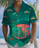 Alohadaddy® Men's Short-Sleeve Button-Down Shirt  Vintage-Style Christmas Print with Pocket
