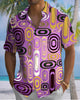 Alohadaddy® Men's Short-Sleeve Casual Cardigan Shirt  Geometric Art Print  Button-Front with Pocket