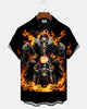 Alohadaddy® Men's Short-Sleeve Button-Down Shirt  Vintage Skull Rider Graphic Print with Pocket