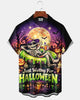Alohadaddy® Holiday Halloween Graphic Print Button-Down Pocket Cardigan-Style Men's Short-Sleeve Shirt