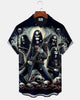 Alohadaddy® Men's Short-Sleeve Button-Down Shirt with Pocket  Vintage Halloween Graphic Print