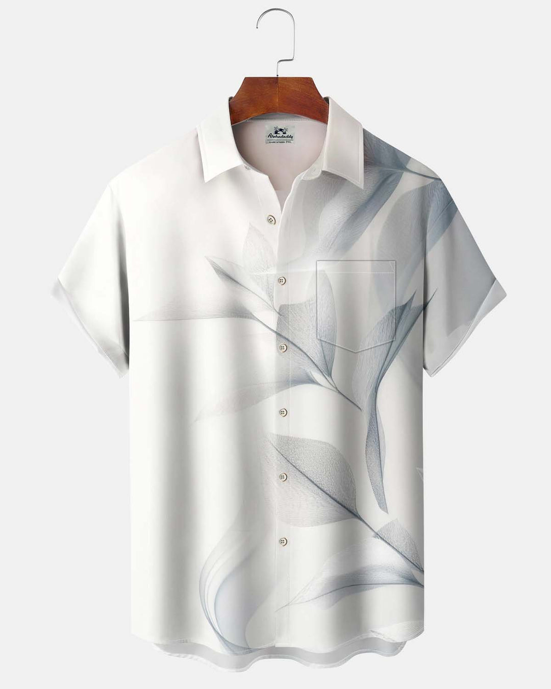 Alohadaddy® Men’s Short-Sleeve Button-Down Shirt  Casual Leaf-Print Cardigan-Style Shirt with Pocket