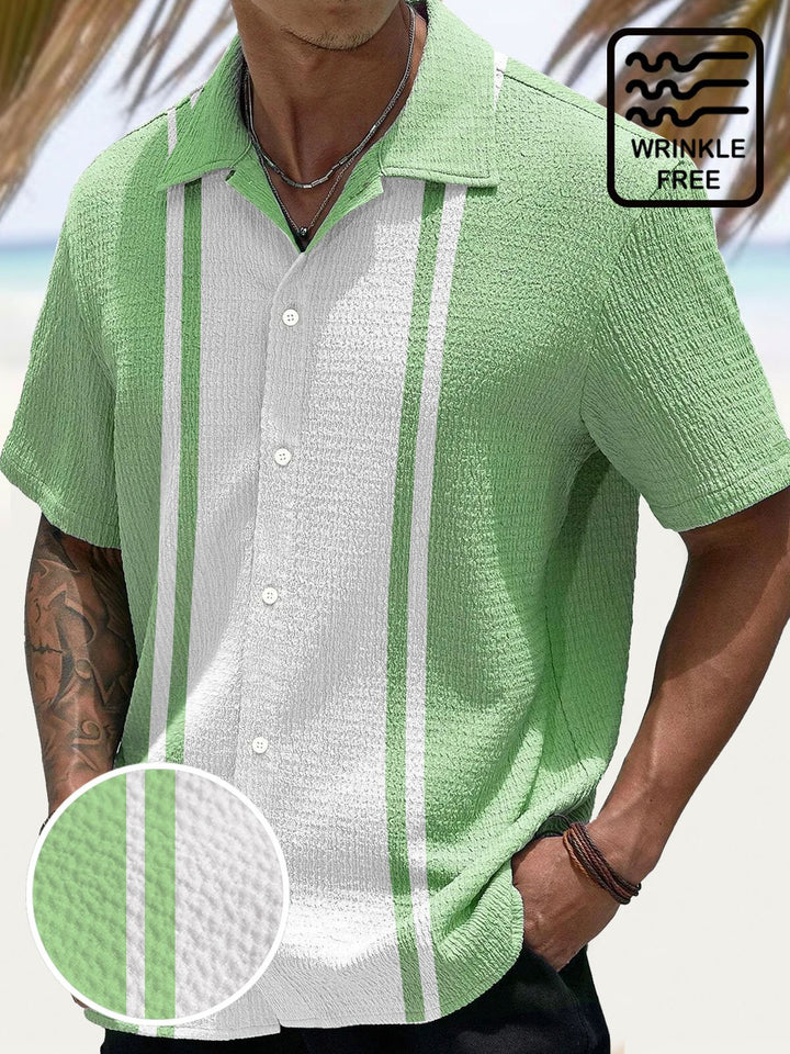 Alohadaddy Retro Bowling Seersucker Contrast Color Stripes 3D Digital Print Men&