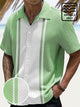 Camisa de manga corta con bolsillo abotonado y estampado digital 3D con rayas de colores contrastantes de seersucker para hombre de estilo retro de bolos de Alohadaddy, tallas grandes y altas