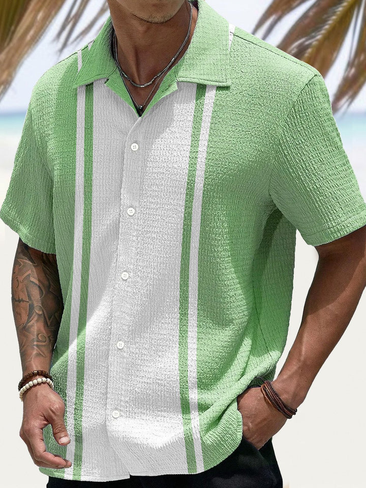 Alohadaddy Retro Bowling Seersucker Contrast Color Stripes 3D Digital Print Men&