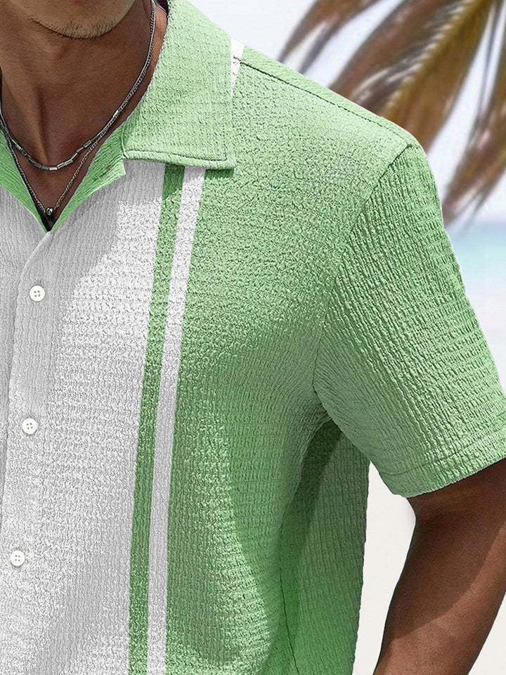 Alohadaddy Retro Bowling Seersucker Contrast Color Stripes 3D Digital Print Men&